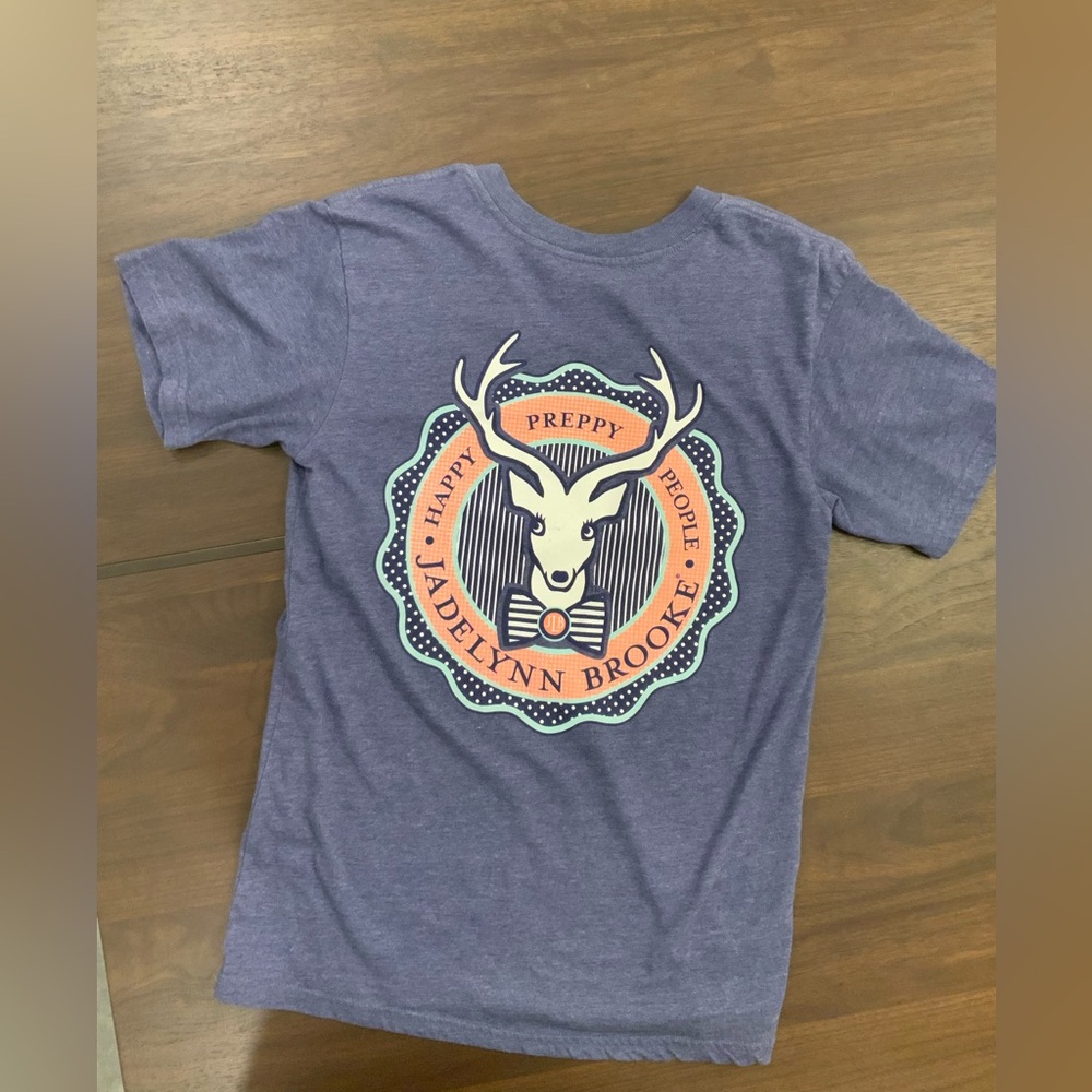 Jadelynn Brooke Blue Short Sleeve Tee with Graphic Design